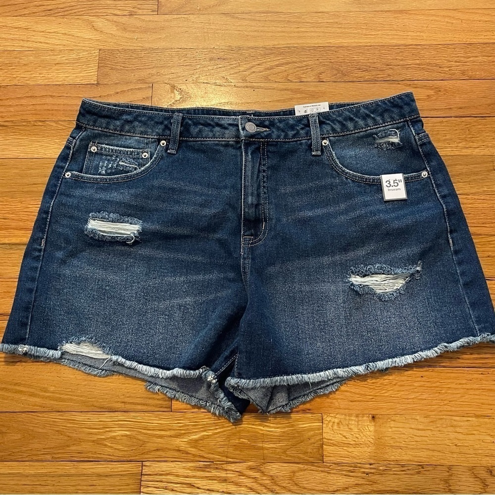 Time and Tru | High Rise Denim Shorts | size 14